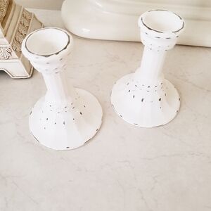 White Shabby Chic Candle Holders